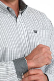 Cinch Long Sleeve Classic White and Gray Plaid Button Down Mens Shirt