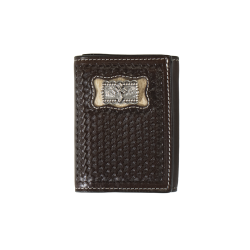 3D Trifold Wallet Calf Hair Cross Concho Brown D250008602