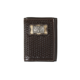 3D Trifold Wallet Calf Hair Cross Concho Brown D250008602