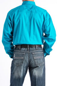 CINCH - MENS SOLID TURQUOISE BUTTON-DOWN WESTERN SHIRT #MTW1103800