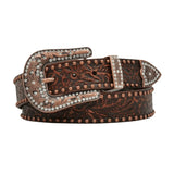 Angel Ranch Women's Dark Brown Floral Embossed Belt DA1034