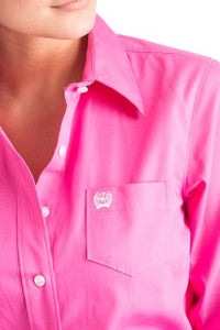 CINCH - Women's Solid Pink Button Down Western Shirt #MSW9164033