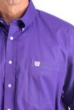 CINCH - MENS SOLID PURPLE BUTTON-DOWN WESTERN SHIRT MTW1103802