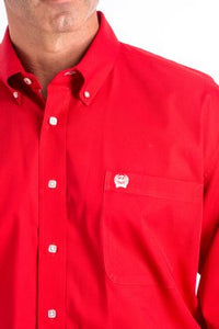 CINCH - MENS SOLID RED BUTTON-DOWN WESTERN SHIRT #