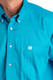 CINCH - MENS SOLID TURQUOISE BUTTON-DOWN WESTERN SHIRT #MTW1103800