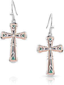 Western Mosaic Cross Earrings