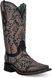 CORRAL LADIE'S BLACK/COOPER LASER & EMBROIDERY & STUDS C4046
