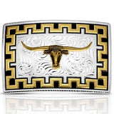 Montana Silversmiths Honor and Grit Buckle with Longhorn