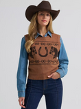 Wrangler Women's Horse & Horseshoe Knit Sweater Vest - Brown