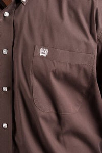 CINCH - MENS SOLID BROWN BUTTON-DOWN WESTERN SHIRT #MTW1104236