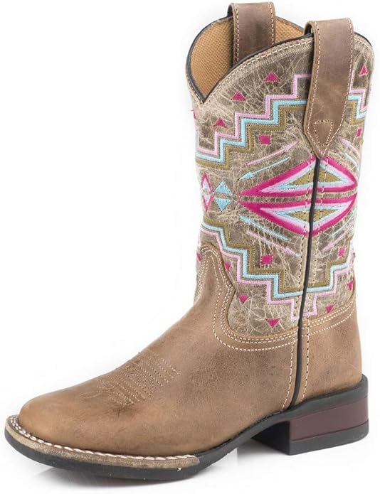 Roper Little Kids Monterey Aztec Leather Western Boot