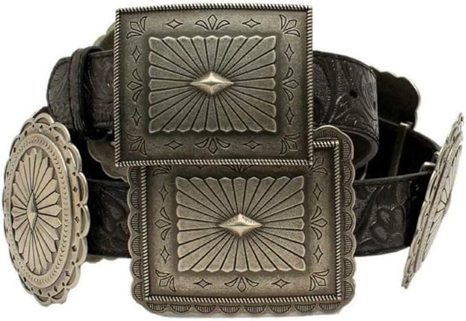 ARIAT Women's Embossed Concho Western Belt Black