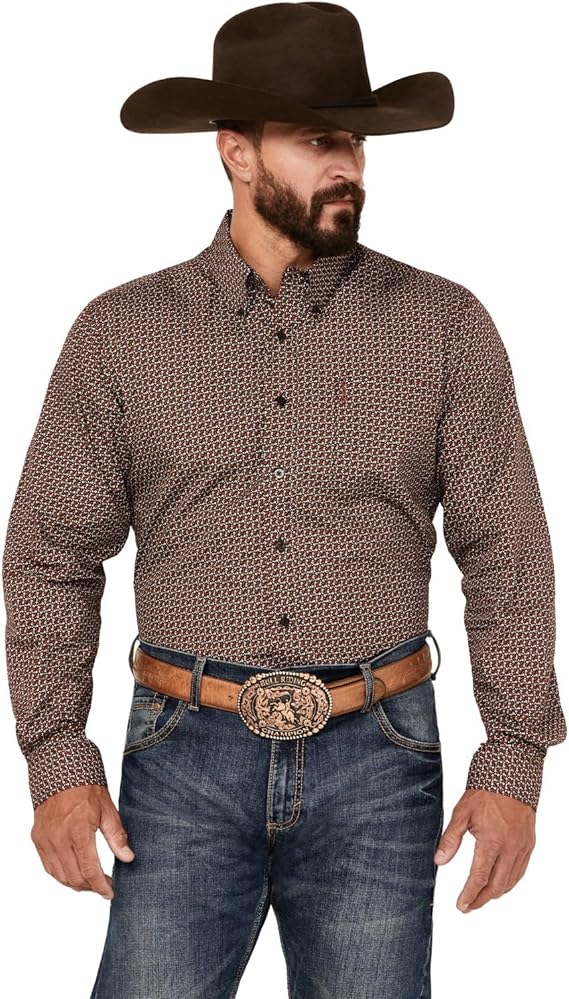 Cinch Men's Red/Brown Print Modern Fit Shirt