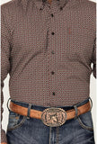 Cinch Men's Red/Brown Print Modern Fit Shirt