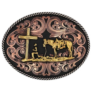 Tri-tone Christian Cowboy Attitude Buckle