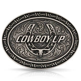 Cowboy Up Barbed Wire Buckle