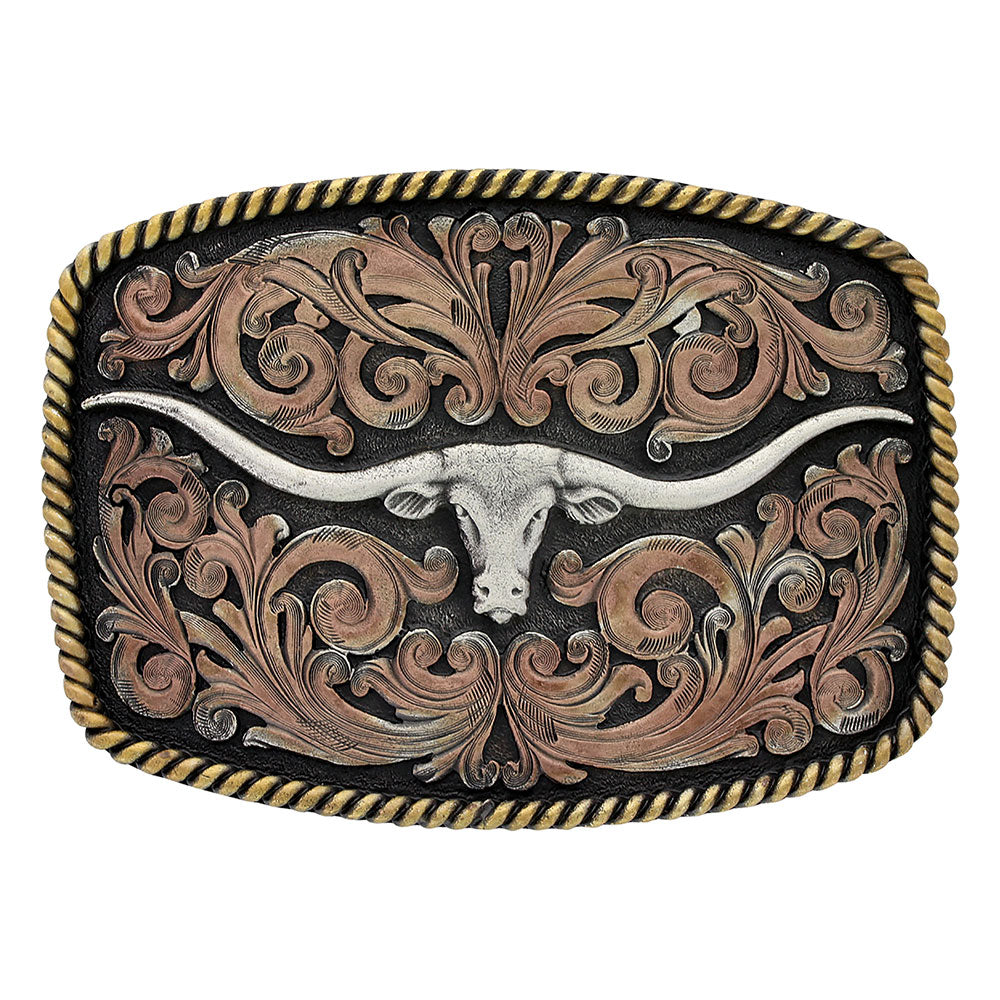 Tri-Color Texas Longhorn Attitude Buckle