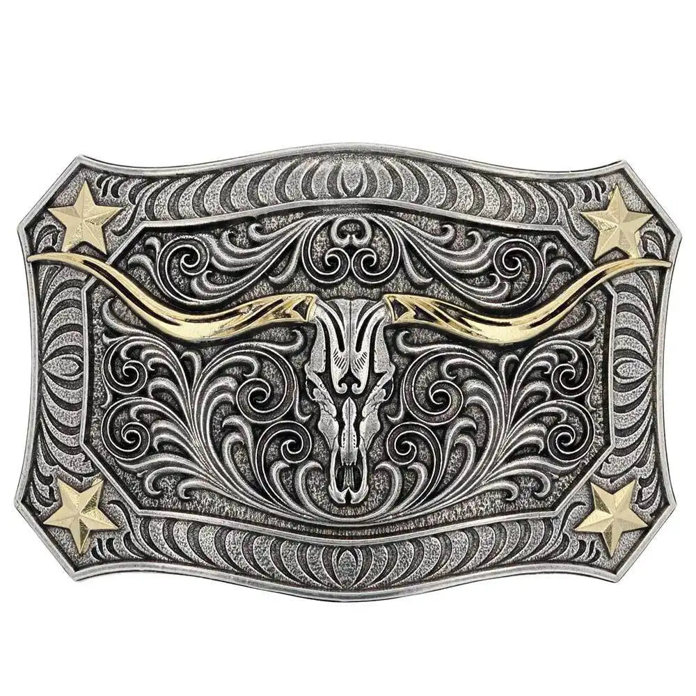 Longhorn Crest Filigree Attitude Belt Buckle