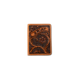 Ariat Mens Bifold Flip Style Wallet Floral Ariat Banner Tan