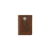 Ariat Trifold Wallet Overlay Scroll Embossed Medium Brown