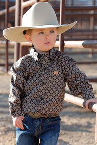 Cinch Black Geometric Button Down Infant/Toddlers Shirt