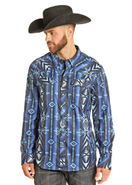 Rock&Roll Long Sleeve Royal Blue Snap Shirt