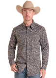 Rock&Roll Paisley Printed LS Shirt in Charcoal BMN2S09425