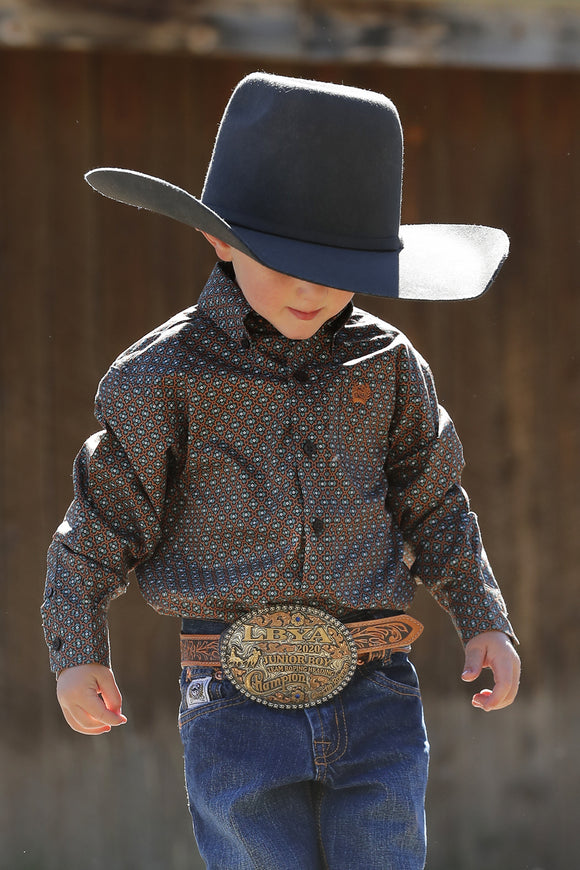 Cinch Toddler Brown Print Shirt