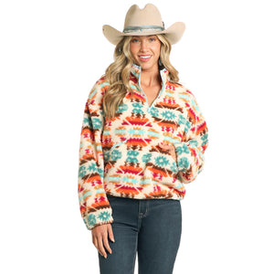 Rock&Roll - Womens Aztec print Sherpa 1/4 zip