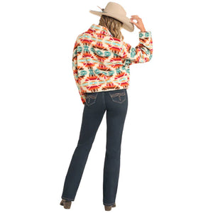 Rock&Roll - Womens Aztec print Sherpa 1/4 zip