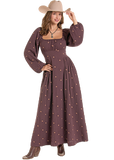 Rock&Roll Womens Embroidered LS Dress In Wine Color  BWD2R09404