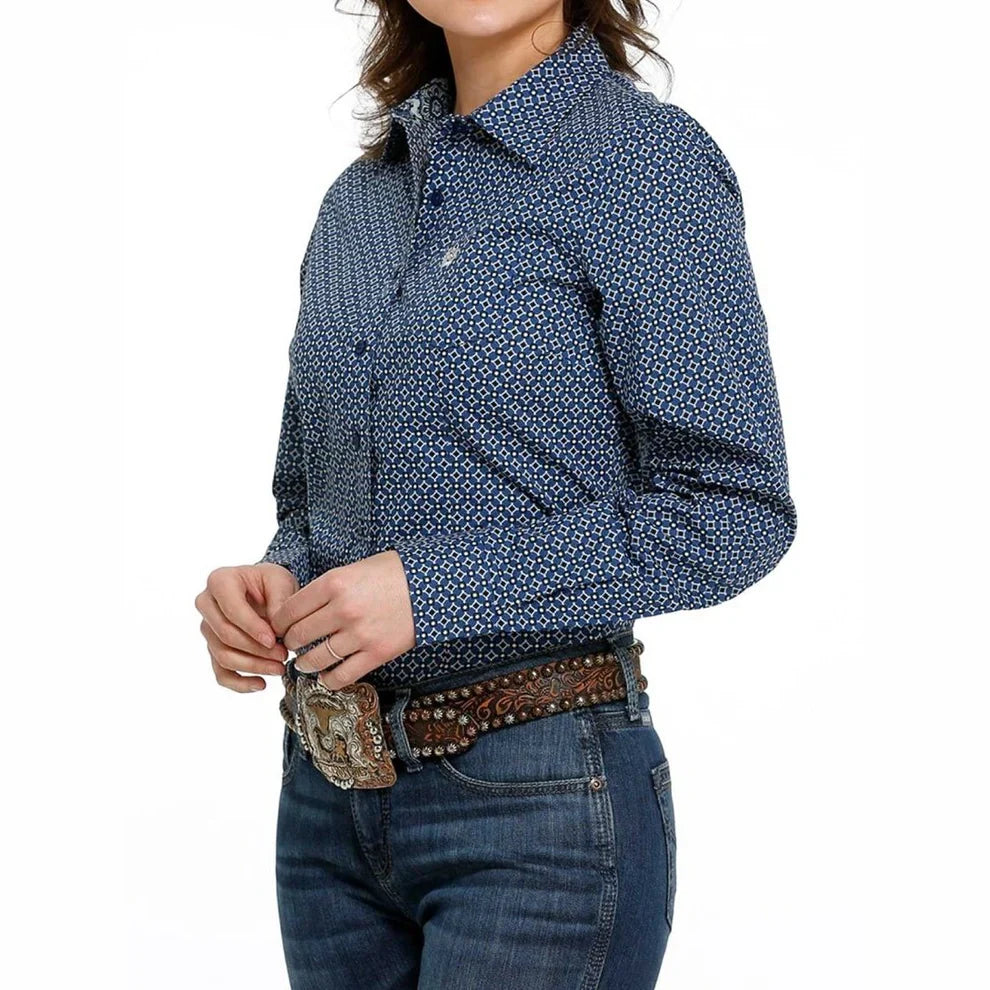 Cinch Women's Royal Blue Button Down Western Shirt Medium