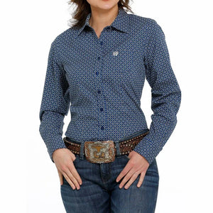 CINCH - Women's Royal blue shirt with black diamonds