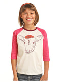 Rock&Roll Cowgirl Girls Pink 3/4 sleeve Tee