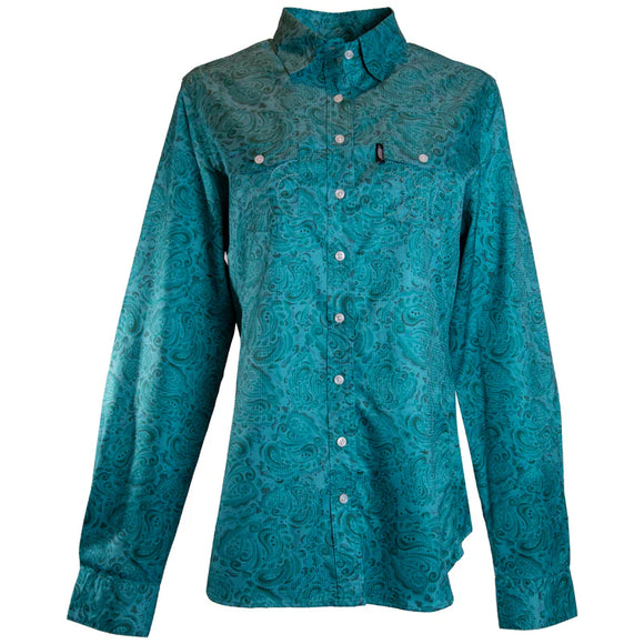 Youth Sol Competition Girls Teal floral Long Sleeve Shirt