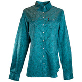 Youth Sol Competition Girls Teal floral Long Sleeve Shirt