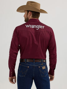 Wrangler Logo Burgundy Snap Shirt