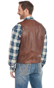 Cripple Creek Men's Button Front Lamb Vest - Dark Chocolate Brown