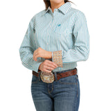 CINCH - Women's Striped Teal Button Down Shirt