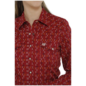 CINCH - Criss Cross Red Button Down Shirt