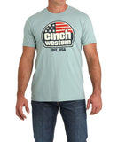 Cinch Men's Western BFE Tee featuring an American flag design and a comfortable fit for casual wear.