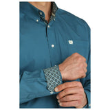 CINCH - Mens Long Sleeve Solid Button Shirt - Teal