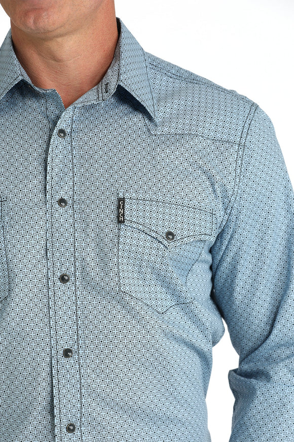 Cinch Men's Modern Fit Light Blue Snap Shirt