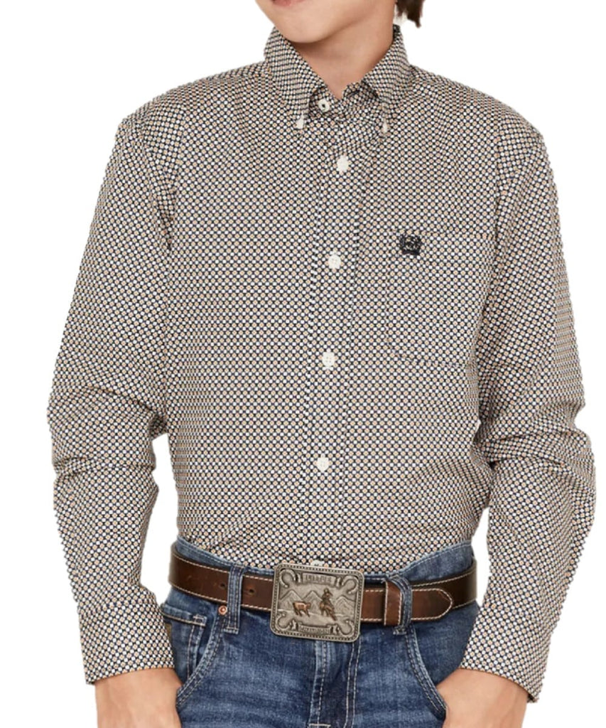 Boys' Dotted Geo Print Long Sleeve Button-Down Shirt Circle H Western Store Boys' Dotted Geo Print Long Sleeve Button-Down Shirt Circle H Western Store