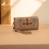 Montana West Concho Embroidered Collection Wallet featuring intricate embroidery and antique silver accents