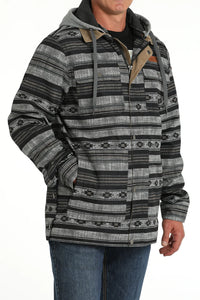 Men's Cinch Blue/Gray Southwest Print Canvas Barn Coat with Removable Hood