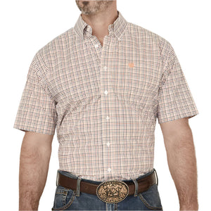 Cinch Men's Short Sleeve White Plaid Shirt