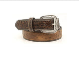 Ariat Men's Embossed Ostrich Print Leather Belt