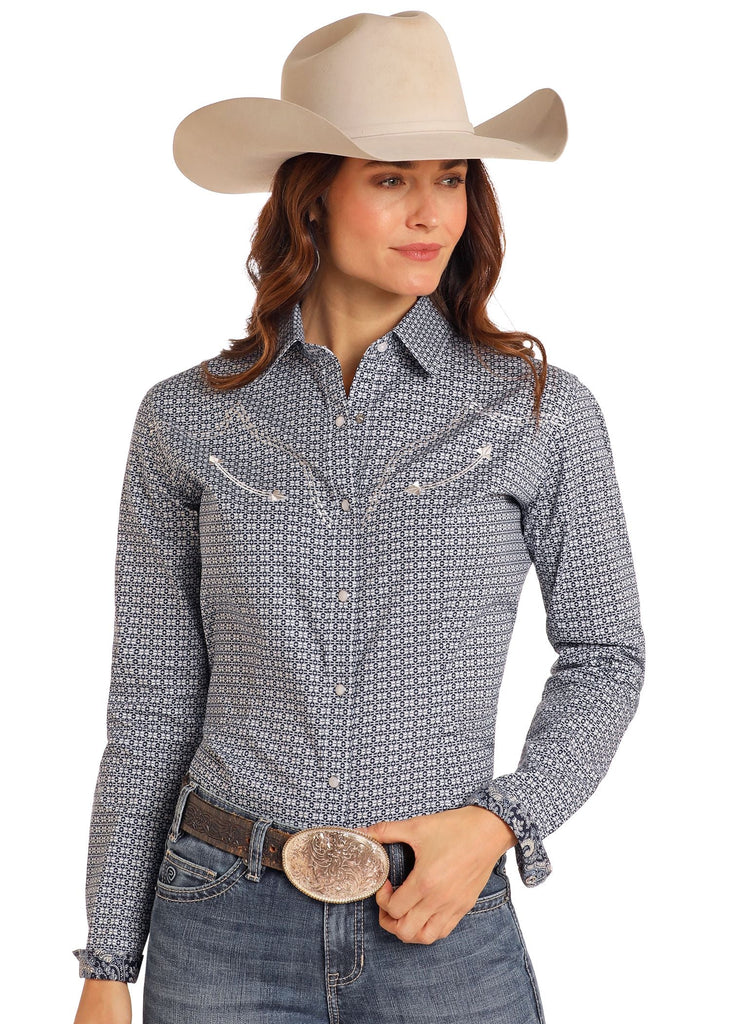 rock and roll dress shirts TEK Western Turquoise Long Sleeve Shirt