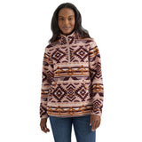 Wrangler Retro Womens Pink Aztec Quarter Zip Long Sleeve Pullover